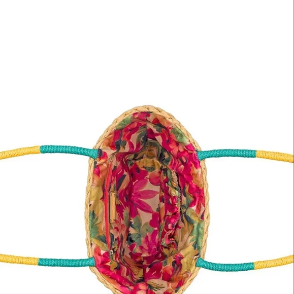 Patricia Nash Colorful Floral Straw Tote Bag - Picture 5 of 8